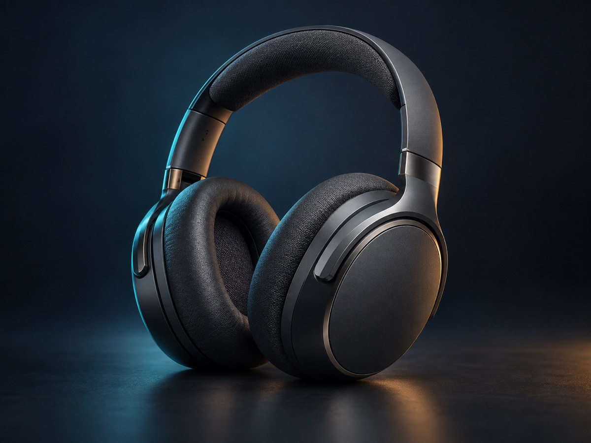 Charcoal Hush Studio over-ear headphones in a dark studio