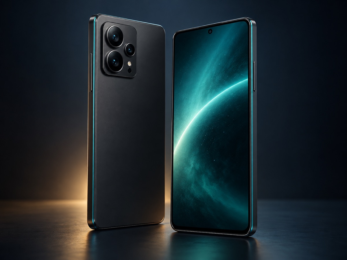 Large graphite Orbit Max smartphone with a teal display